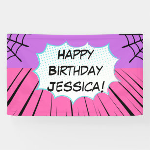 Pink and Purple Web Comic Birthday  Banner