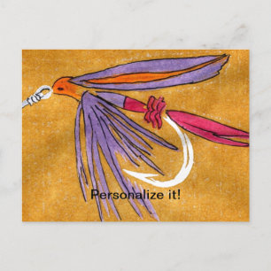 "Pink and Purple" wet fly, fly fishing, fly tying Holiday Postcard