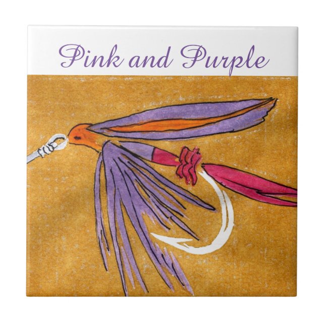 "Pink and Purple" wet fly tile. Tile (Front)