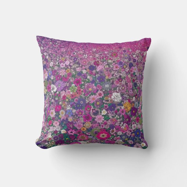 Pink and Purple Wildflower  Cushion (Front)