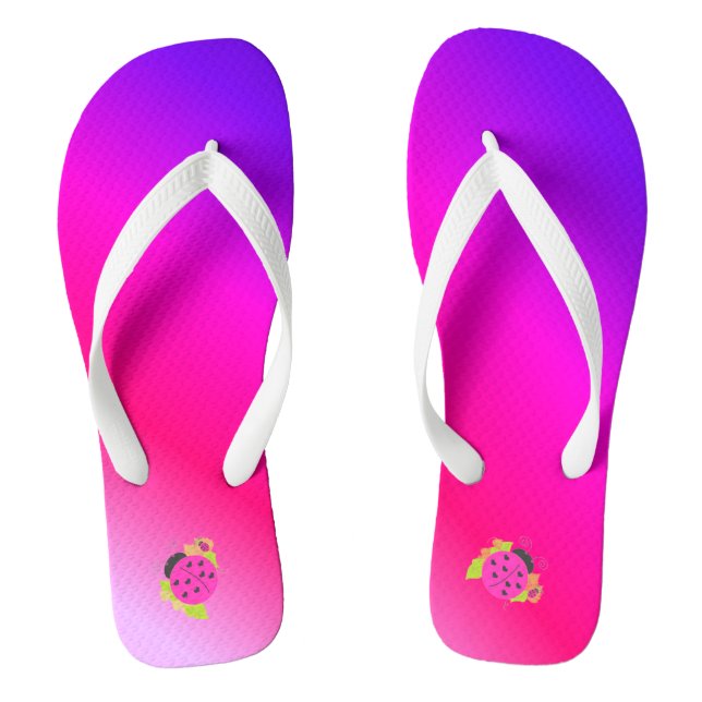 Pink and Purple With Ladybugs Thongs (Footbed)