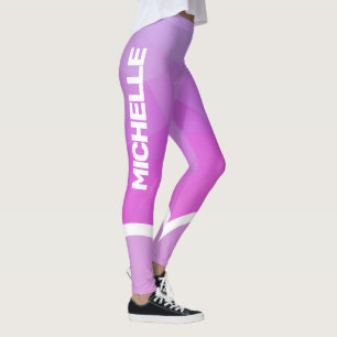 Pink and purple with white name stripe modern leggings