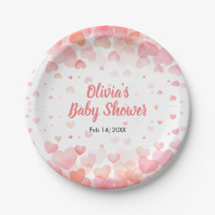 Pink and Red A Little Sweetheart Baby Shower Paper Plate