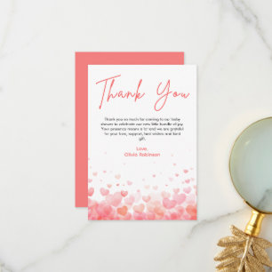 Pink and Red A Little Sweetheart Baby Shower Thank You Card