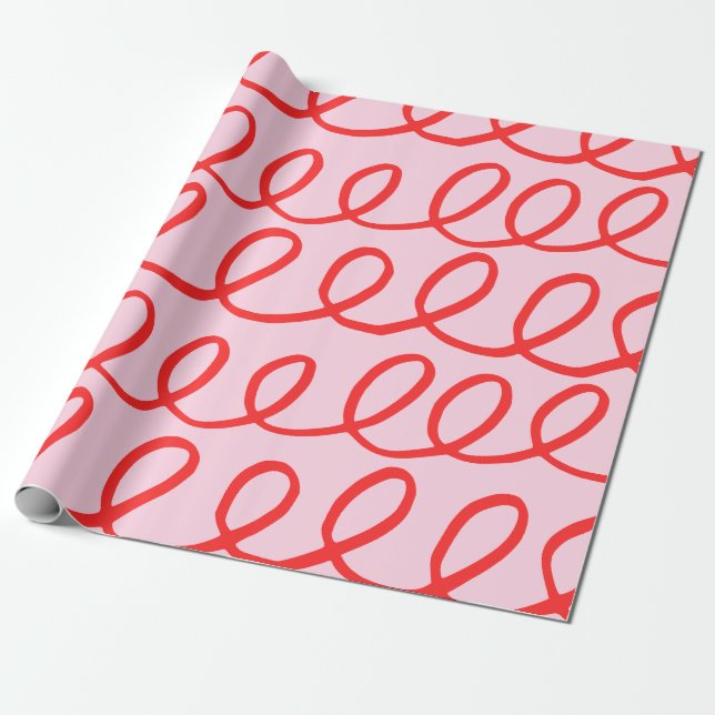 Pink and Red Abstract Wrapping Paper (Unrolled)