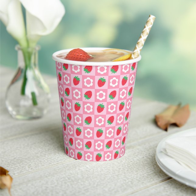 Pink and Red Berry First Birthday Party Paper Cups (Insitu)