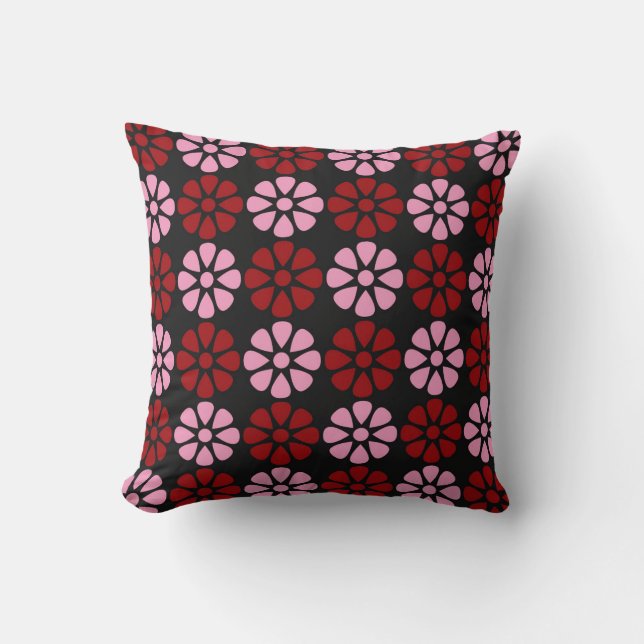 Pink and red blossoms pattern cushion (Front)