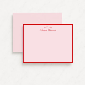 Pink and Red Border Modern Stationery Note Card