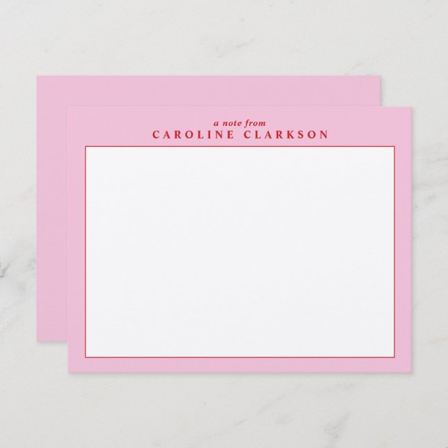 Pink and Red Border Note Card (Front/Back)
