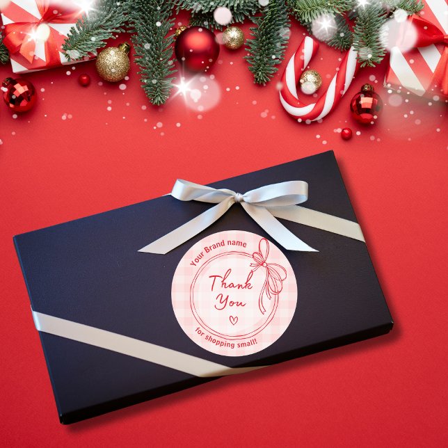 pink and Red bow Thank you business Sticker (Creator Uploaded)