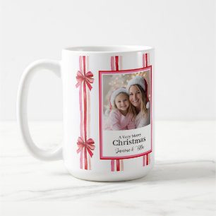 Pink and Red Bows Christmas Photo Mug