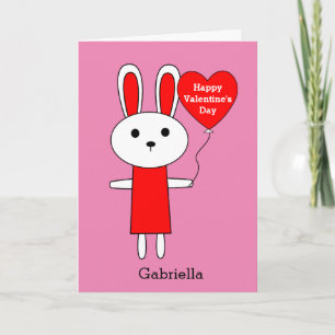 Pink and Red Bunny Valentine's Day Card