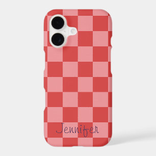 Pink and Red Check Pattern Playful Customisable 