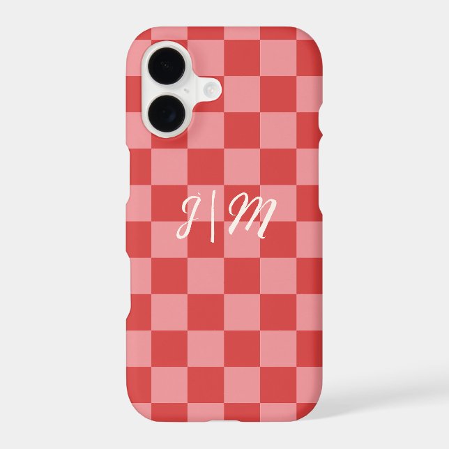 Pink and Red Check Pattern Playful Customisable  (Back)
