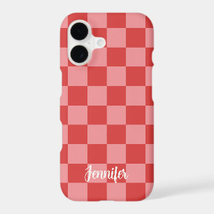 Pink and Red Check Pattern Playful Customisable
