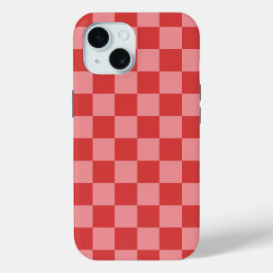 Pink and Red Check Pattern Playful Valentine's iPhone 15 Case