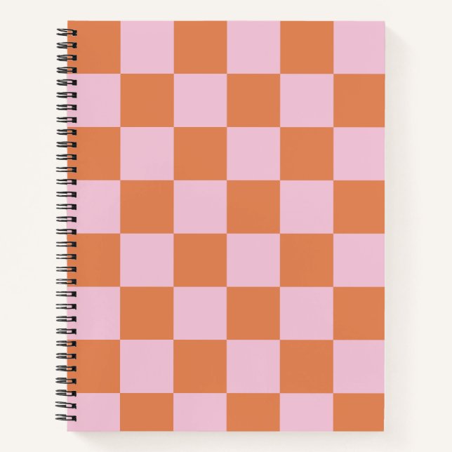 Pink and Red Checkered Spiral Notebook (Front)