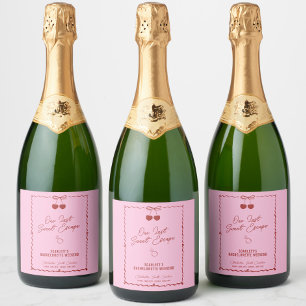 Pink and Red Cherry Bachelorette Weekend Champagne Sparkling Wine Label