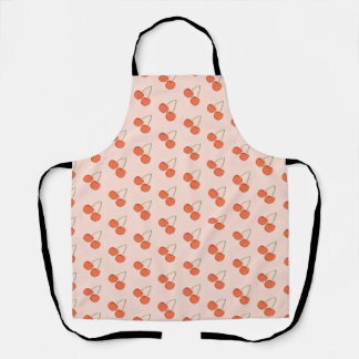 Pink and Red Cherry Fruit Pattern Apron