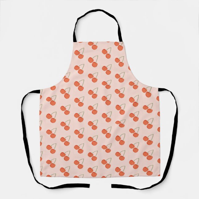 Pink and Red Cherry Fruit Pattern Apron (Front)