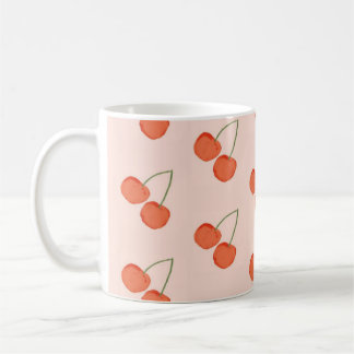 Pink and Red Cherry Fruit Pattern Coffee Mug