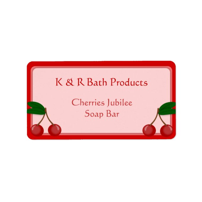 Pink and Red Cherry Soap Label Sticker (Front)