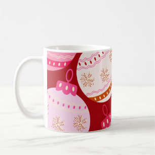 Pink And Red Christmas Baubles Coffee Mug