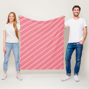 Pink and Red Christmas Candy Cane Stripes Fleece Blanket