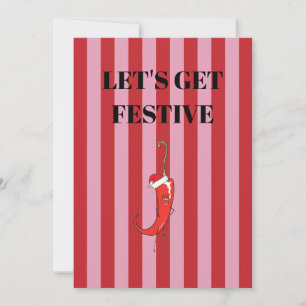 Pink and red Christmas invite with funny chilli