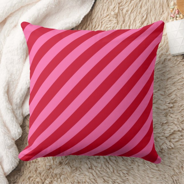 Pink and Red Christmas Peppermint Stripes  Cushion (Blanket)