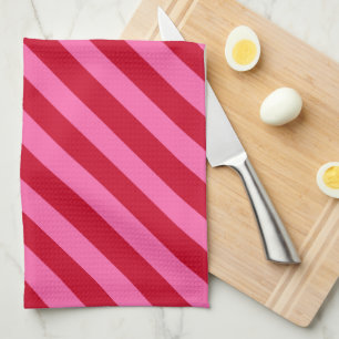 Pink and Red Christmas Peppermint Stripes  Tea Towel