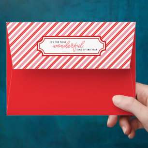 Pink and Red Christmas Striped Envelope