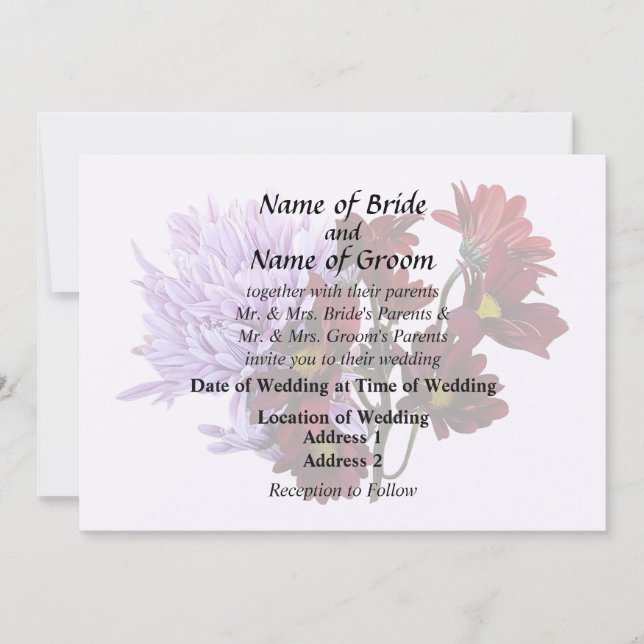 Pink and Red Chrysanthemums Invitation (Front)