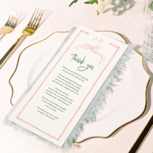 Pink and Red Colourful Wedding Thank You Place Car Card