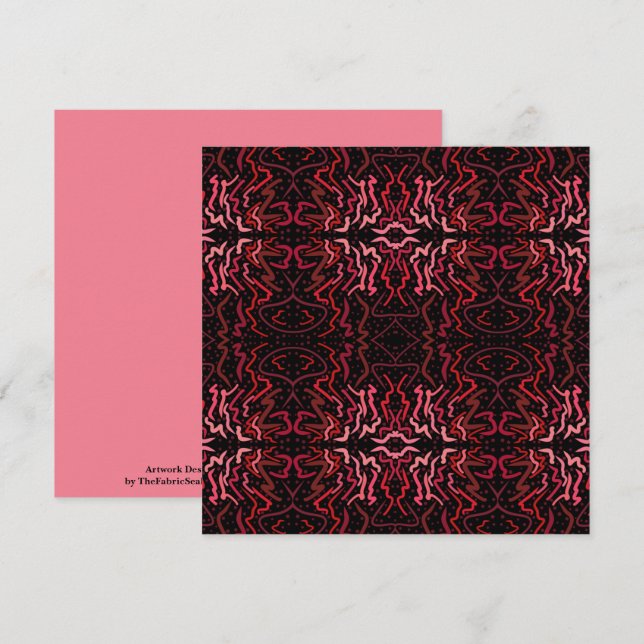Pink And Red Dots And Squiggles Pattern On Black Card (Front/Back)
