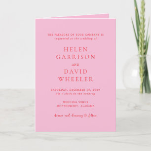 Pink and Red Elegant Classic Wedding Invitation