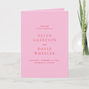 Pink and Red Elegant Classic Wedding Program