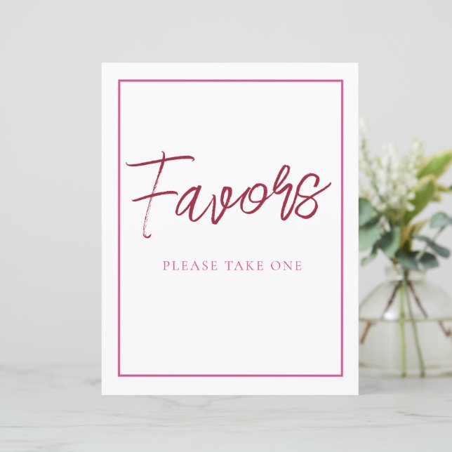 Pink and Red Favours Sign (Standing Front)