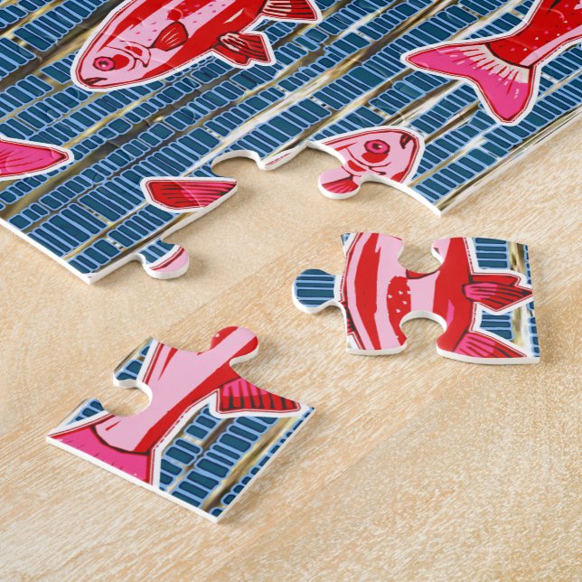 Pink and Red Fish for Valentine's Day Difficult Jigsaw Puzzle (Side)