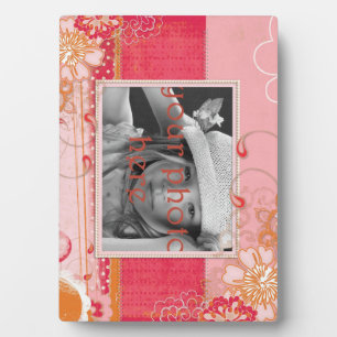 Pink and Red Floral 5 x 7 Photo Plaque with Easel