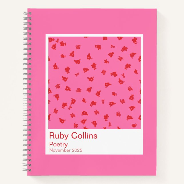Pink and Red Floral Aesthetic Notebook (Front)