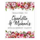 Pink and Red Floral Engagement Party Welcome Sign