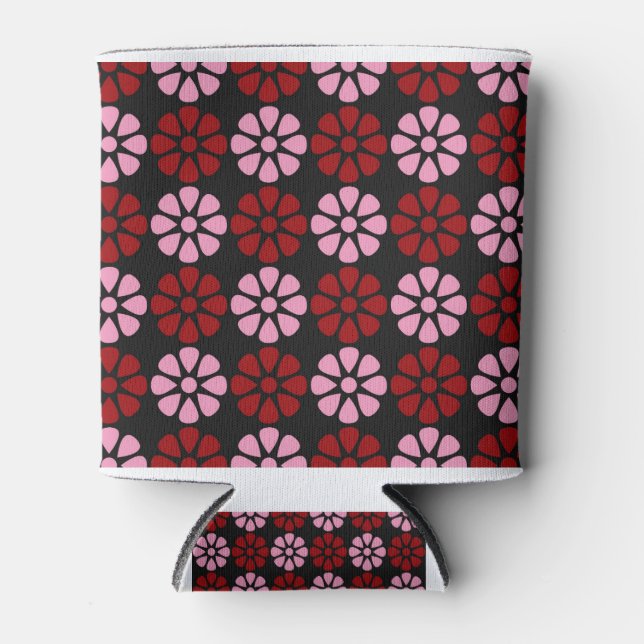 Pink and red floral pattern can cooler (Front)