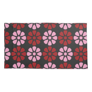 Pink and red floral pattern pillowcase