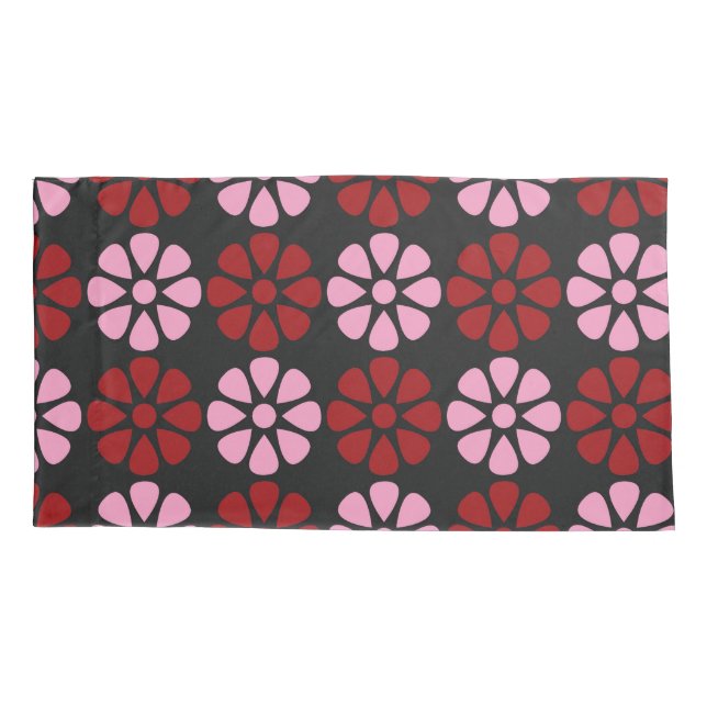 Pink and red floral pattern pillowcase (Back)