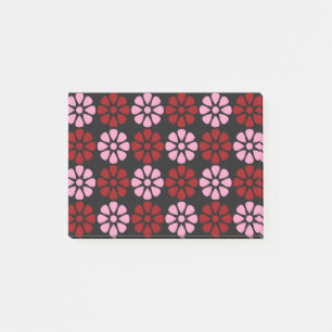 Pink and red floral pattern post-it notes