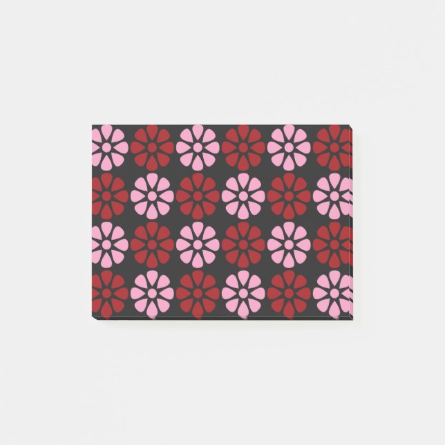 Pink and red floral pattern post-it notes (Front)