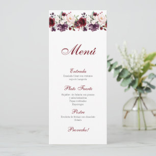 Pink and Red Floral Quinceañera Menu