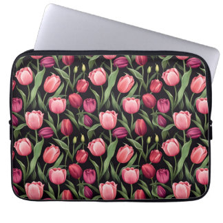 Pink and Red Floral Tulip Laptop Sleeve