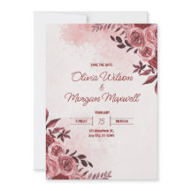 Pink and Red Floral Wedding Invitation